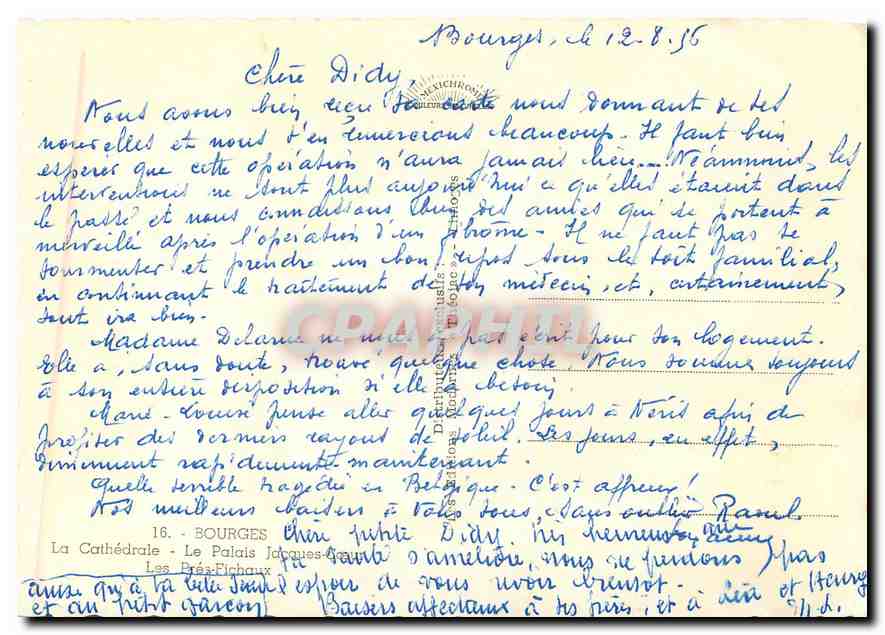 CPM Bourges La Cathedrale Le Palais Jacques  les Pres Fichaux — Verso