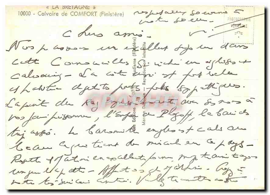 CPM La Bretagne Calvaire de comfort (Finistere) — Back