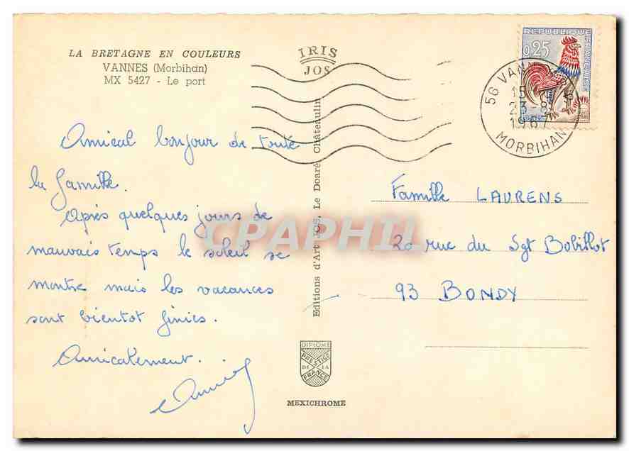 CPM La Bretagne en Couelurs Vannes (Morbihan) le Port Bateaux de peche — Back
