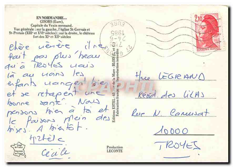 CPM En Normandie Gisors (Eure) Capitale du Vexin normand — Rückseite