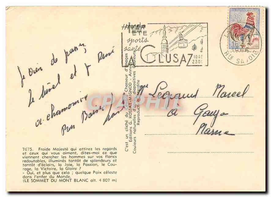 CPM Mont Blanc aux eternels scintillements — Verso