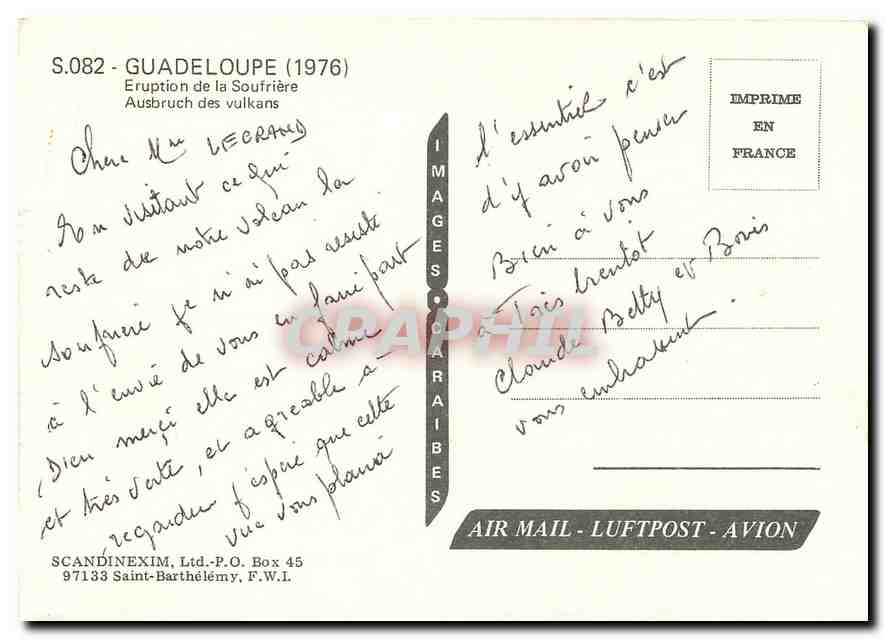 CPM Guadeloupe (1976) Eruption de la Soufriere — Back