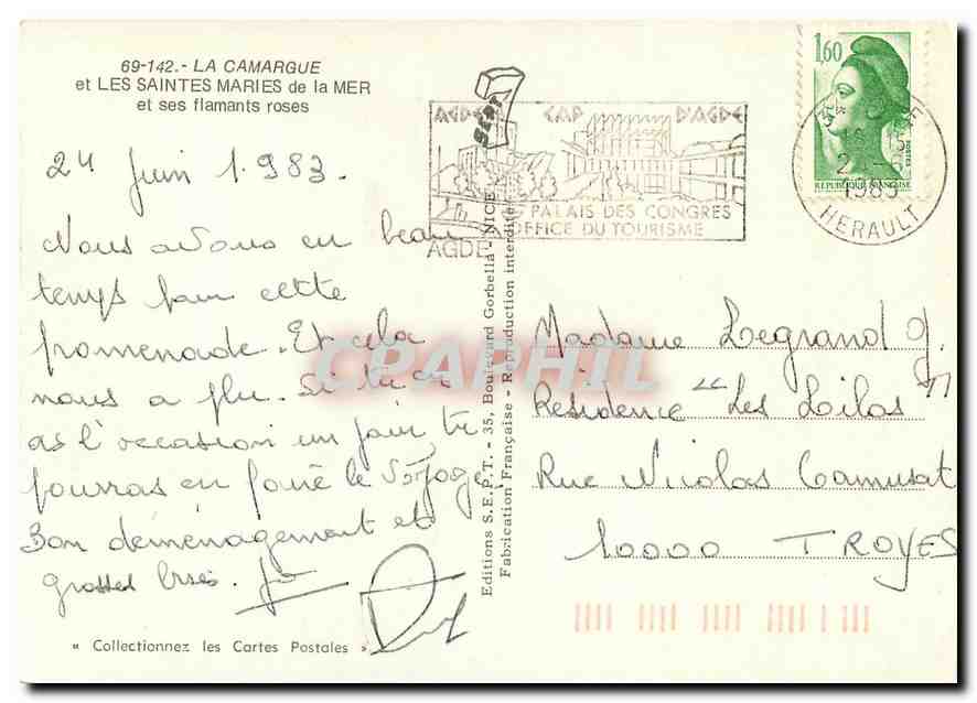 CPM La Camargue et les Saintes Maries de la Mer et ses flamants roses — Rückseite