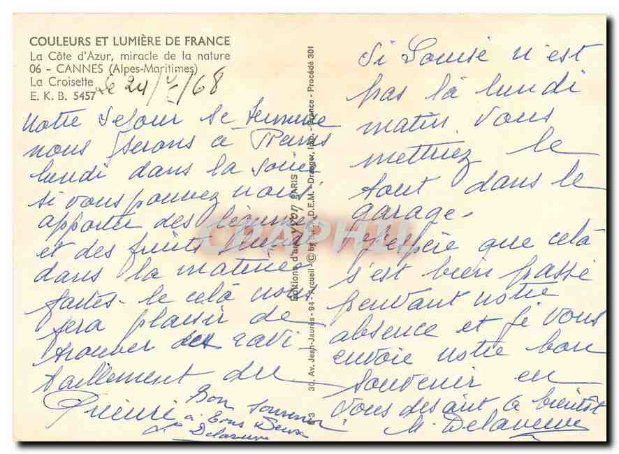 CPM Couleurs et Lumiere de France Le Cote d'Azur miracle de la nature Cannes (A Mmes) la croisette — Verso