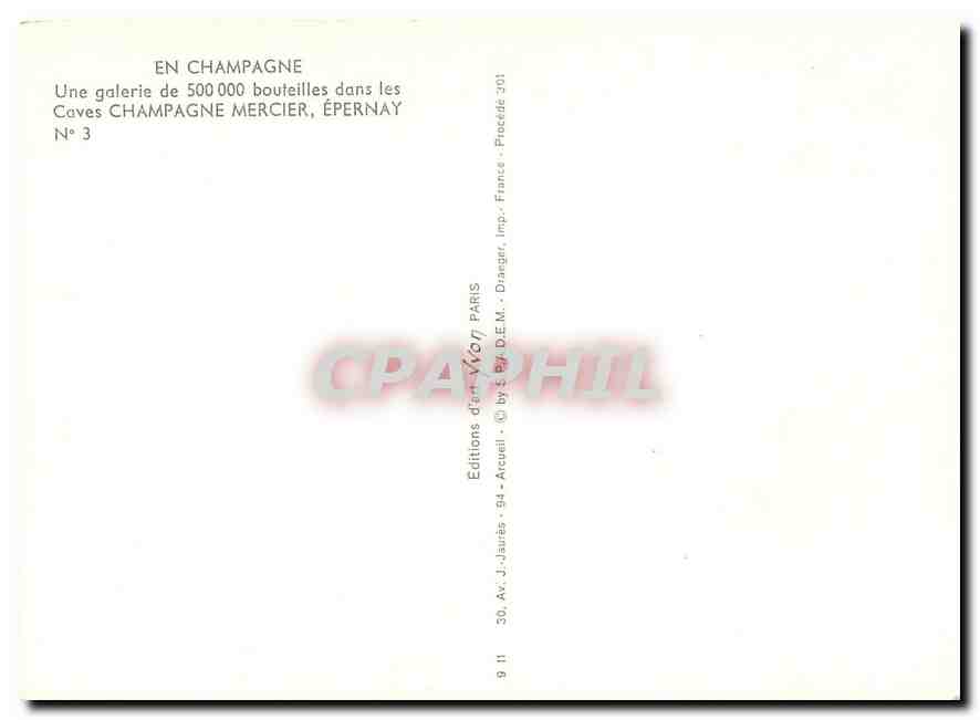 CPM En Champagne Une galerie de 500000 bouteilles dans les Caves Chapagne Mercier Eperrnay — Back
