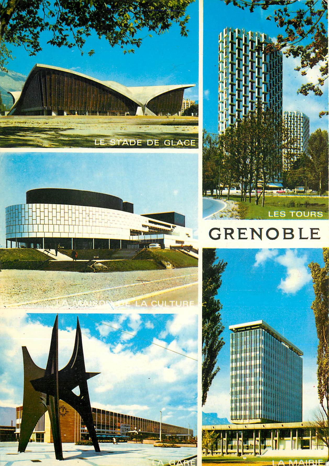 CPM Grenoble Le stade de glace Les tours Maison de la culture La mairie