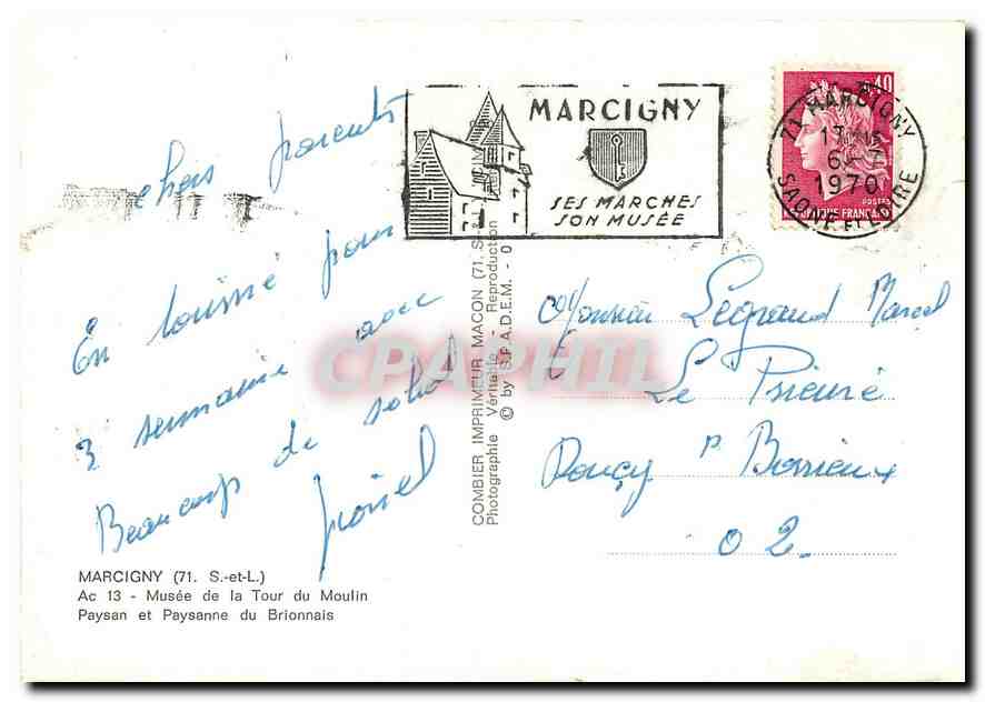 Paysan et Paysanne du Brionnais — Marcigny (71) — Combier Imprimerie — Verso