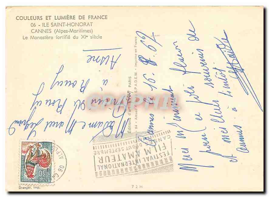 CPM Couleurs et Lumiere de la France Ile Saint Honorat Cannes (Alpes Maritimes) le Monastere Fortifi — Rückseite
