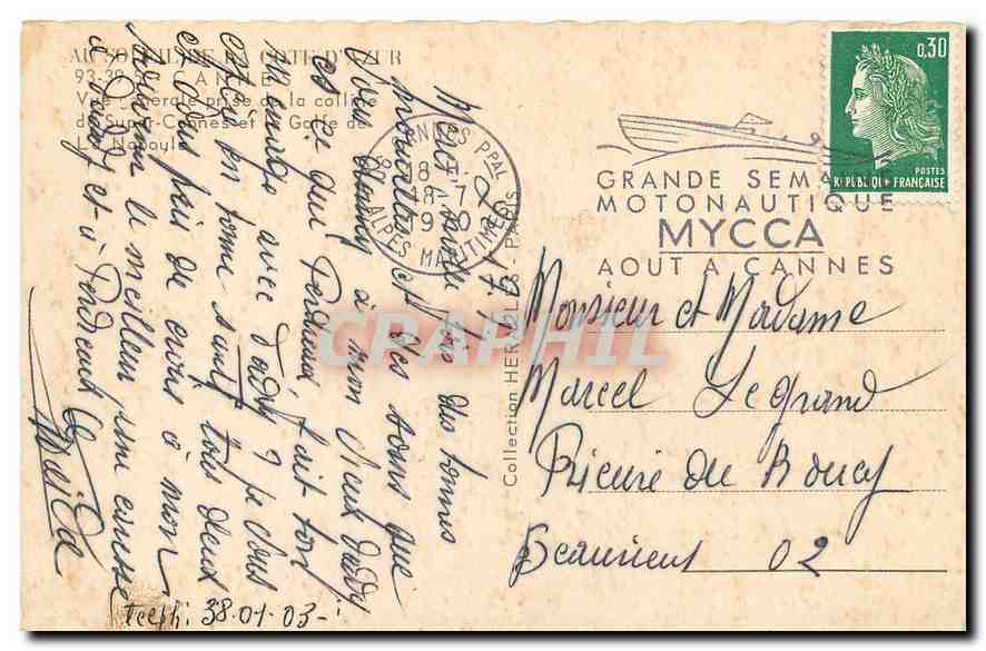CPM  Cote d'Azur Cannes vue generale prise de la colline — Verso