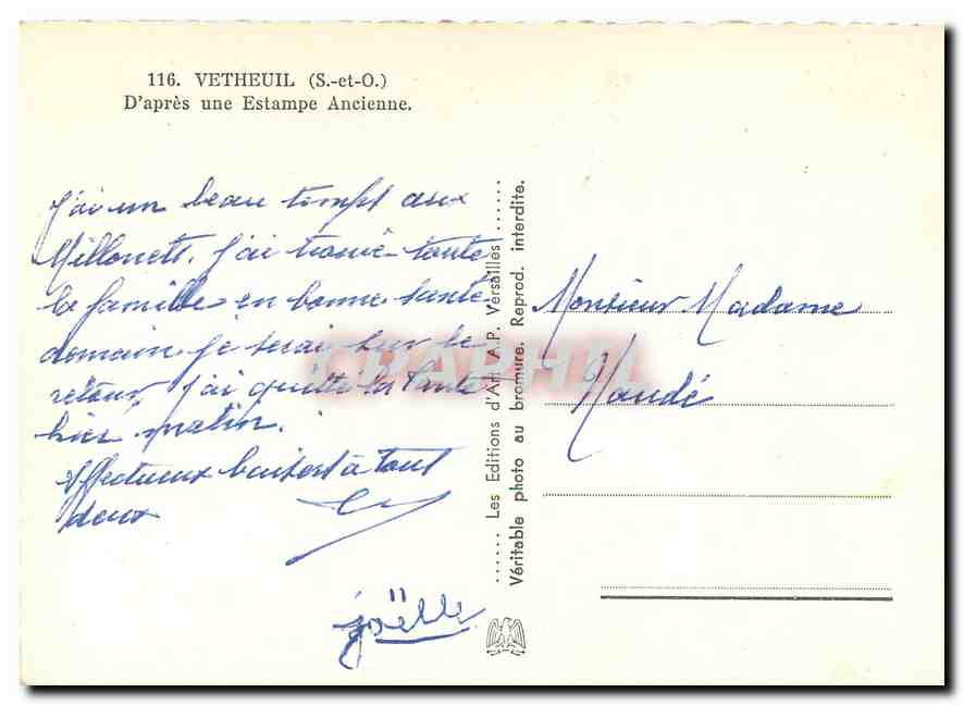 CPM Vetheuil (S et O) d'apres une Estampe Ancienne — Rückseite