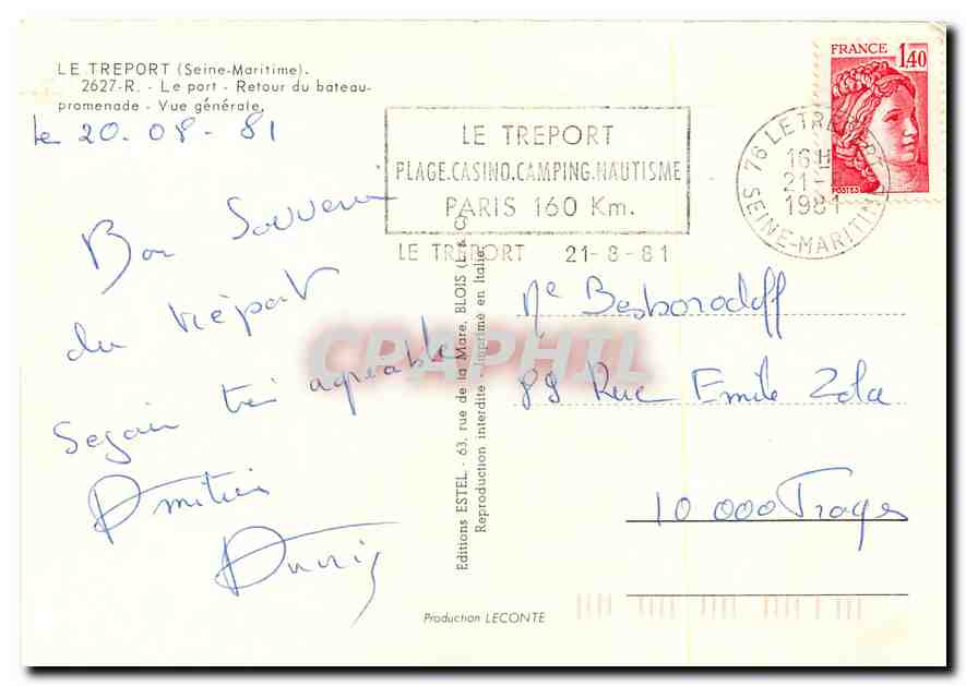 CPM Le Treport (Seine Maritime) Le port Retour du bateau promenade vue generale — Rückseite