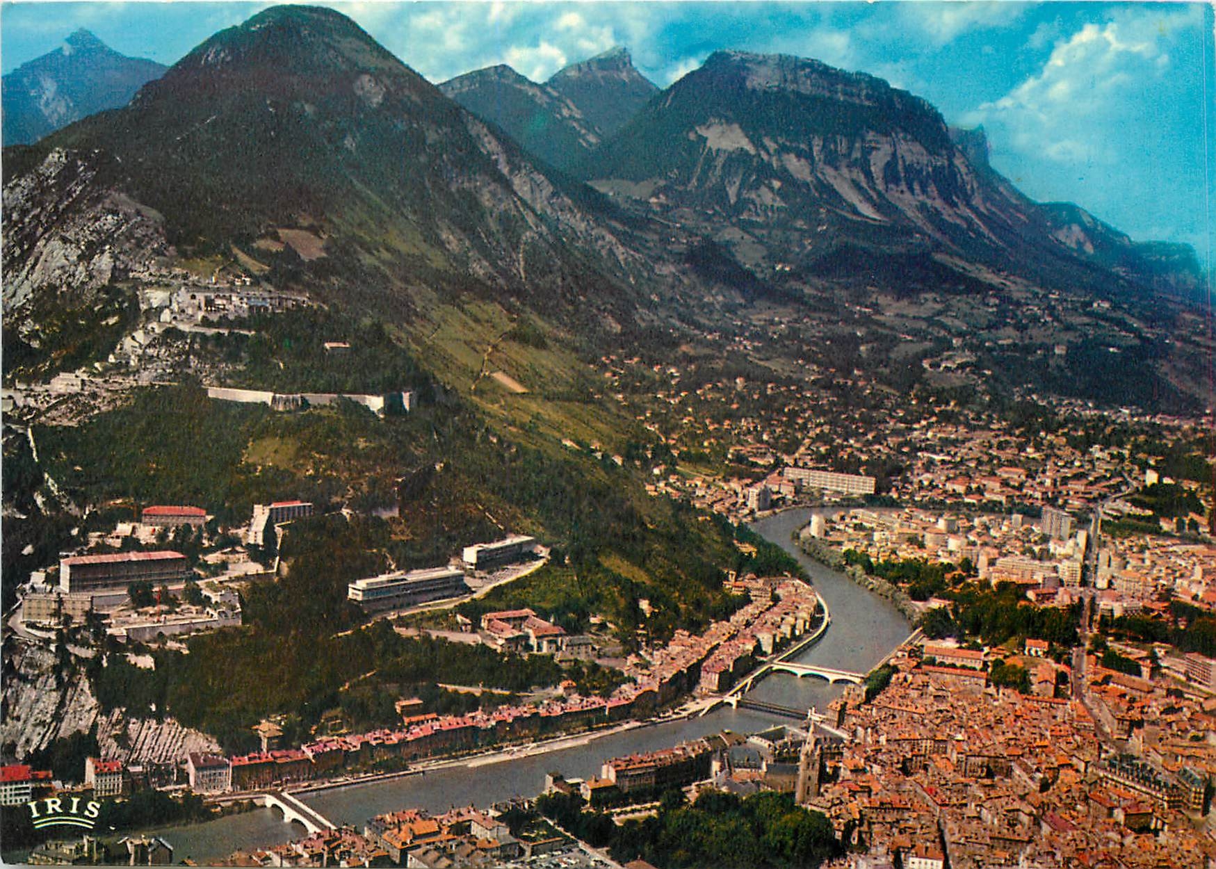 CPM Grenoble ville olympique vue aerienne le vieux grenoble la Tronche la Bastille le Saint Eynard