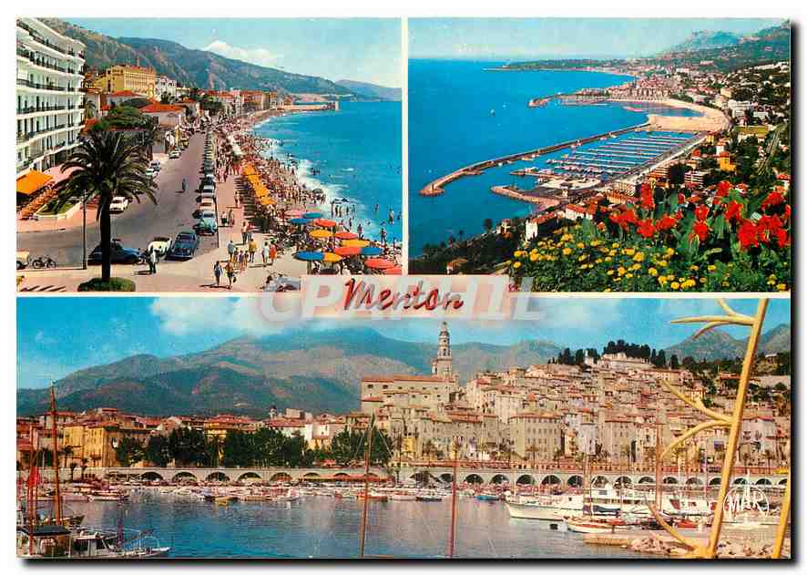 CPM La Cote d'Azur Menton Perle de France Boulevard Generale Leclerc Vue generle le port et la vieil