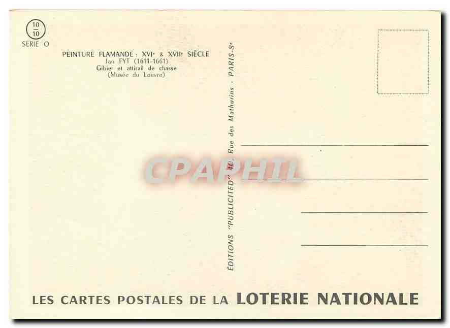 Gibier et attirail de chasse — Jan Fyt (1611-1661) — Éditions de la Loterie Nationale — Rückseite