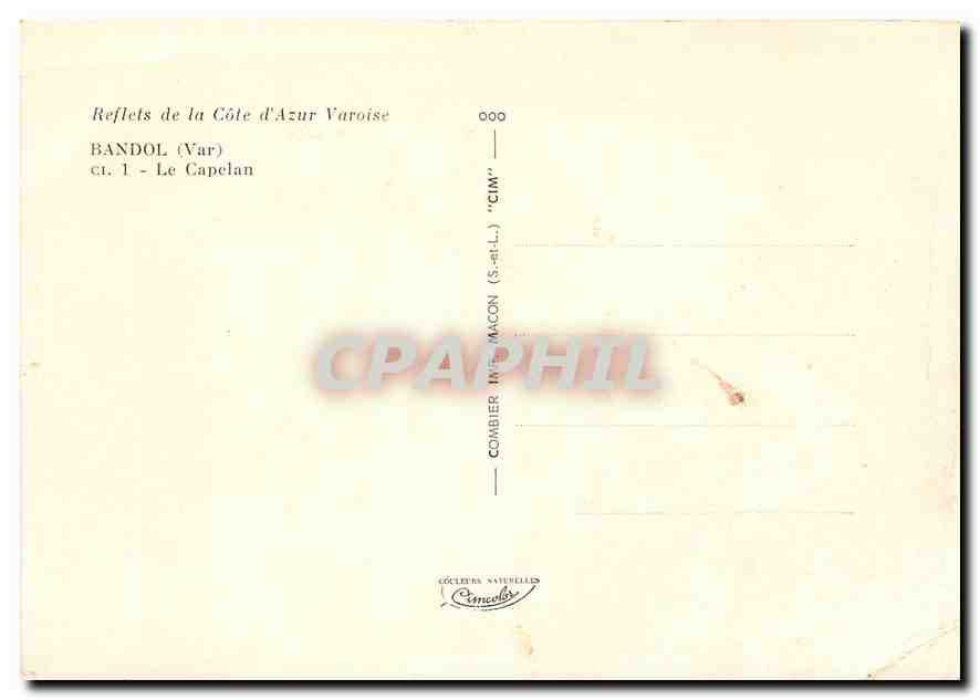 CPM Reflets de la Cote d'Azur Varoise Bandol (Var) Le Capelan — Rückseite