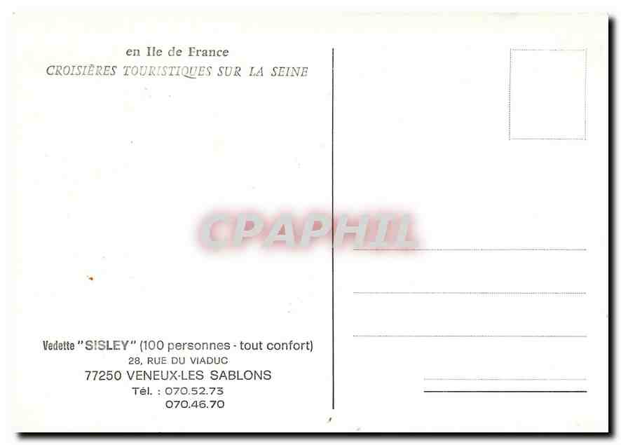 CPM en Ile de France Croiseres Touristiques sur la Seine — Rückseite
