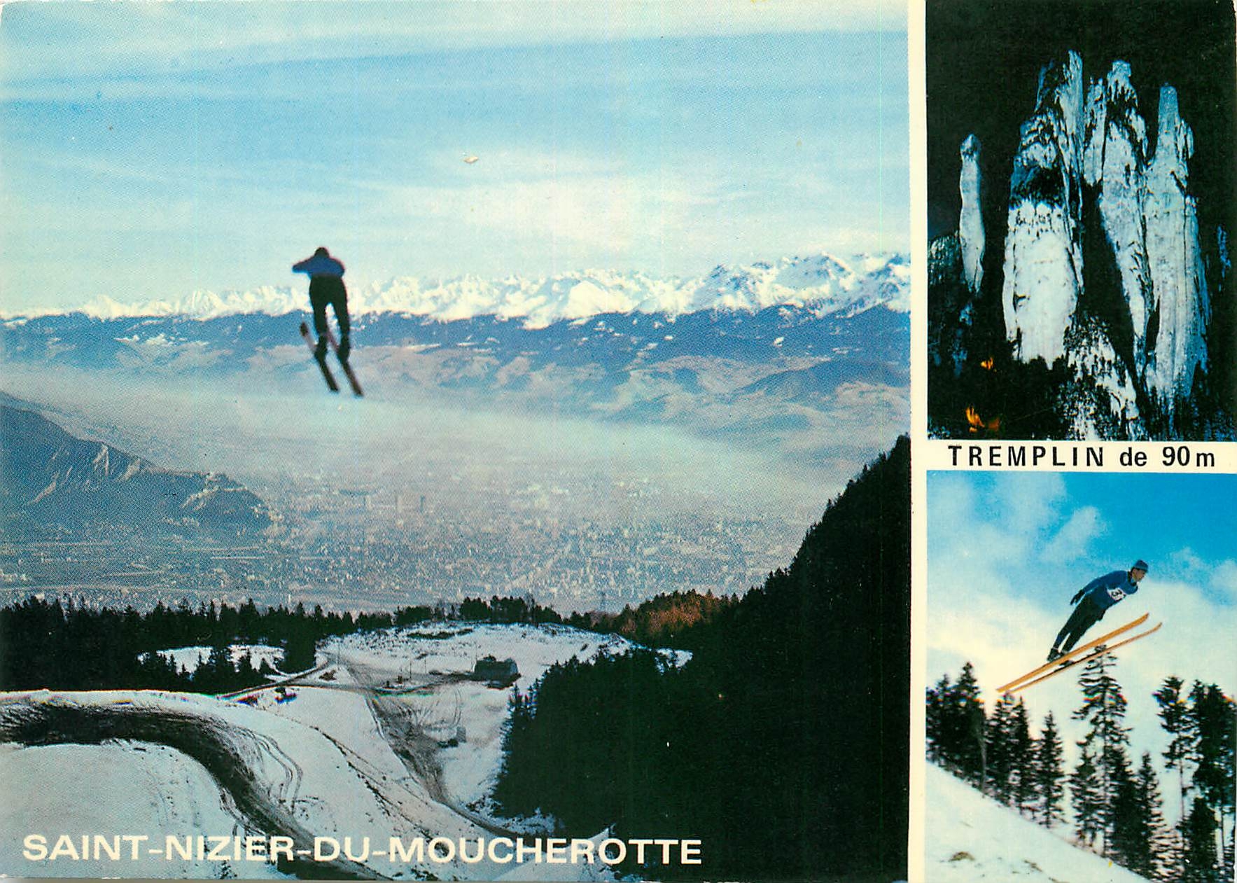 Saint-Nizier-du-Moucherotte — saut à ski depuis le tremplin de 90 m — éditeur SPADEM, n° 38 AB 147