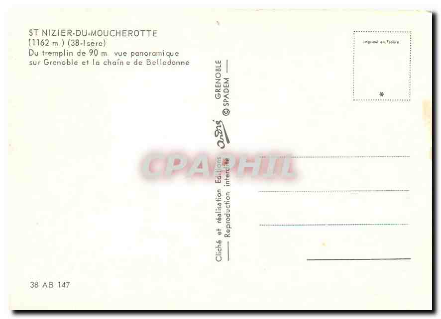 Saint-Nizier-du-Moucherotte — saut à ski depuis le tremplin de 90 m — éditeur SPADEM, n° 38 AB 147 — Verso