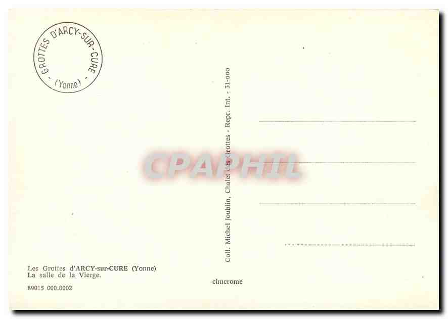 CPM Les Grottes d'Arcy sur Cure (Yonne) la salle de la vierge — Back