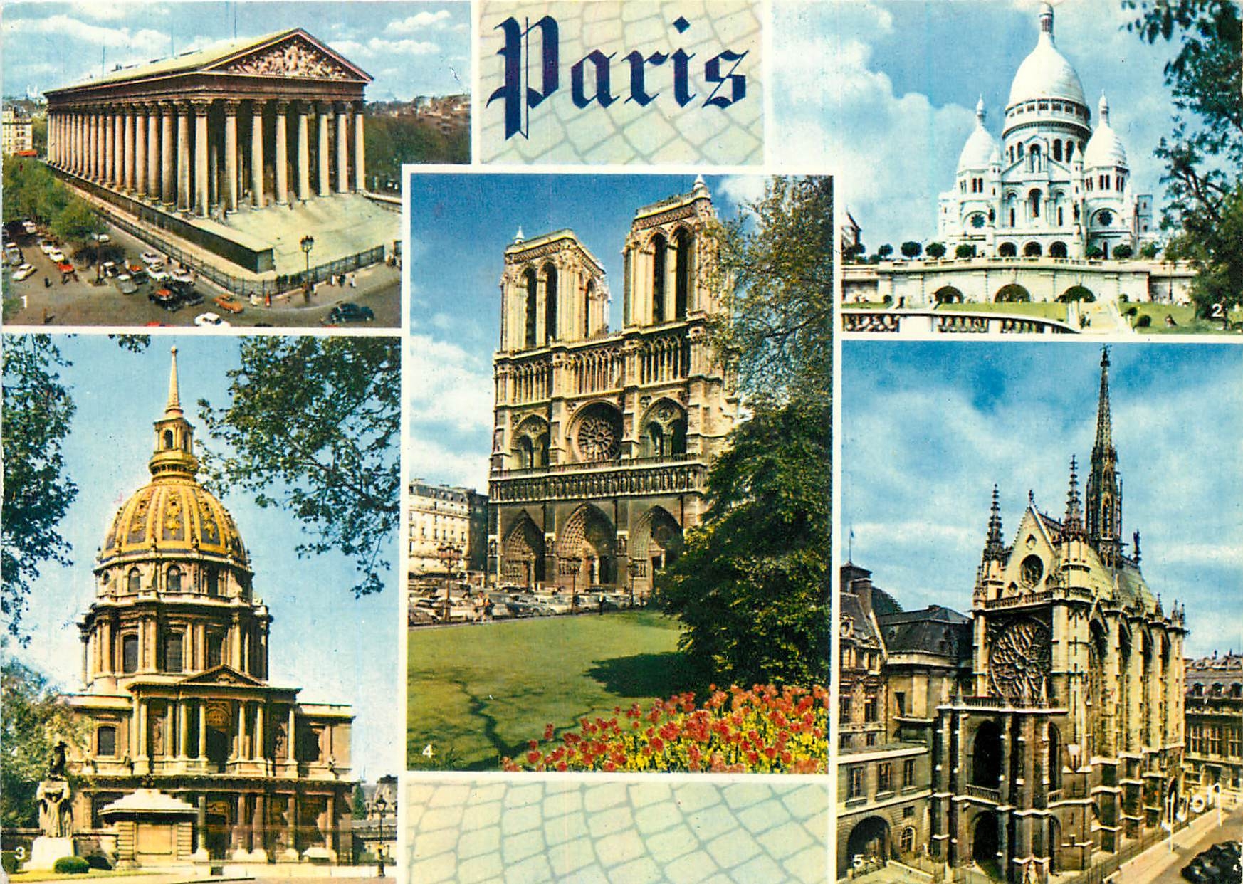 CPM Couleurs et Lumiere de France Paris La Madeleine le Sacre Coeur Saint Louis des invalides Notre 