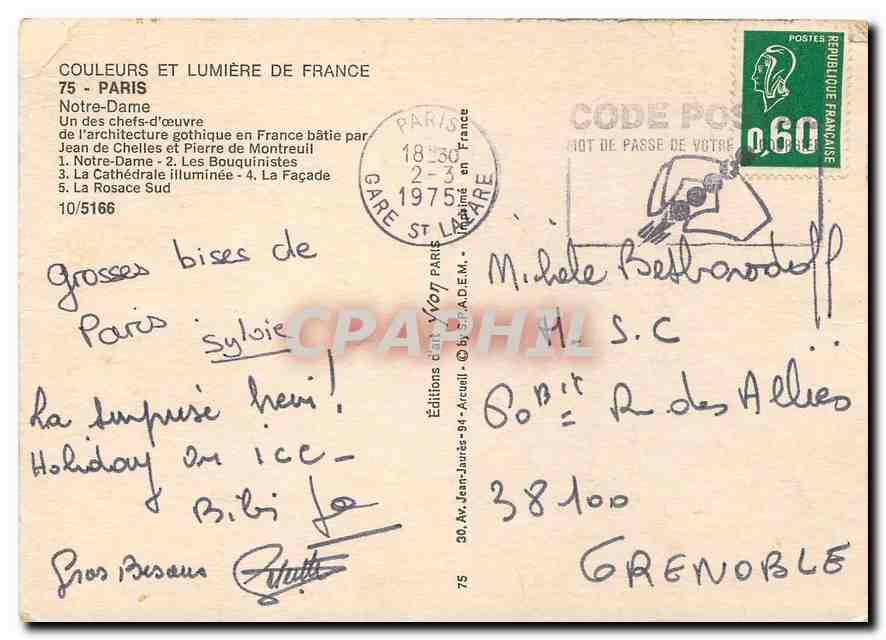 CPM Notre Dame de Paris — Verso