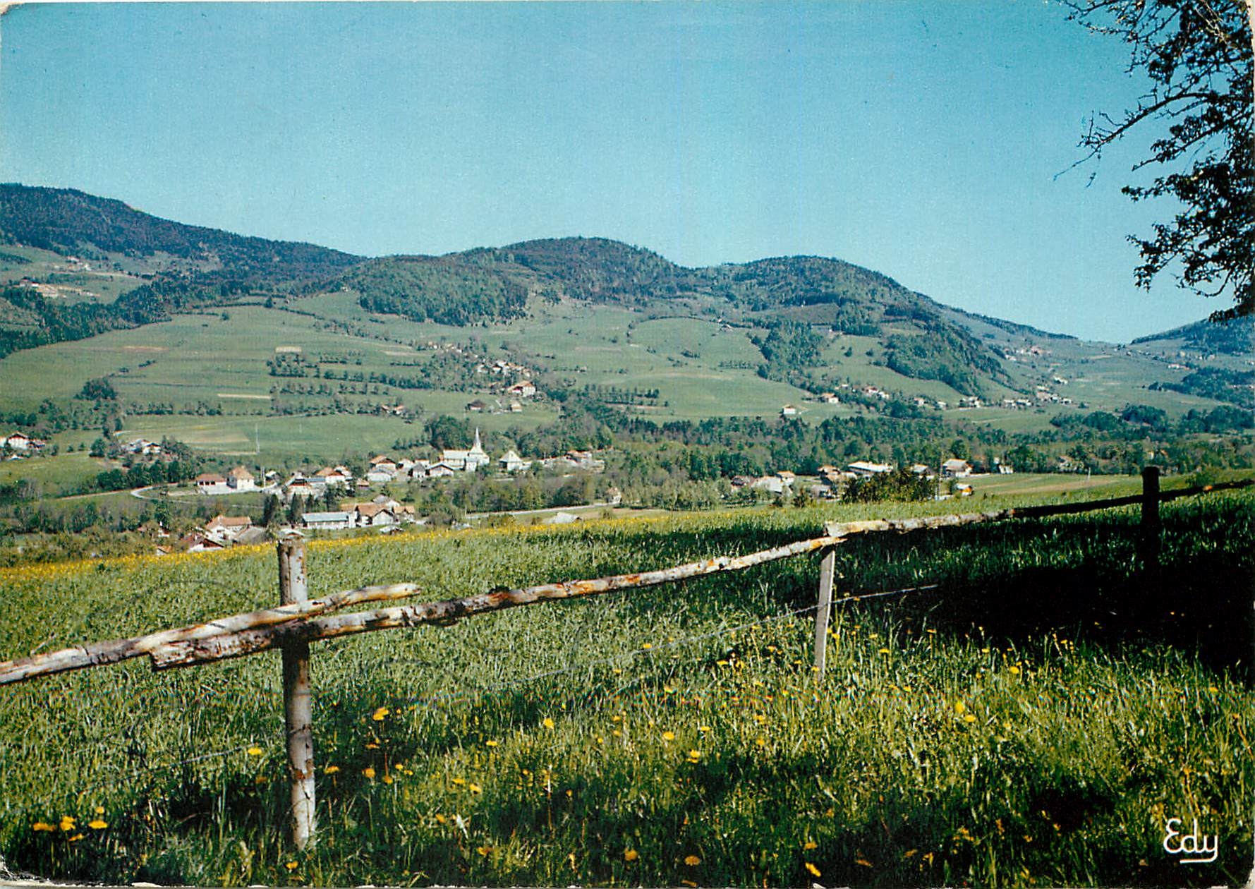 Habère-Lullin (Haute-Savoie) — Vue générale du village, le col de Cou dominé par la tête de Char — Éditeur Edy