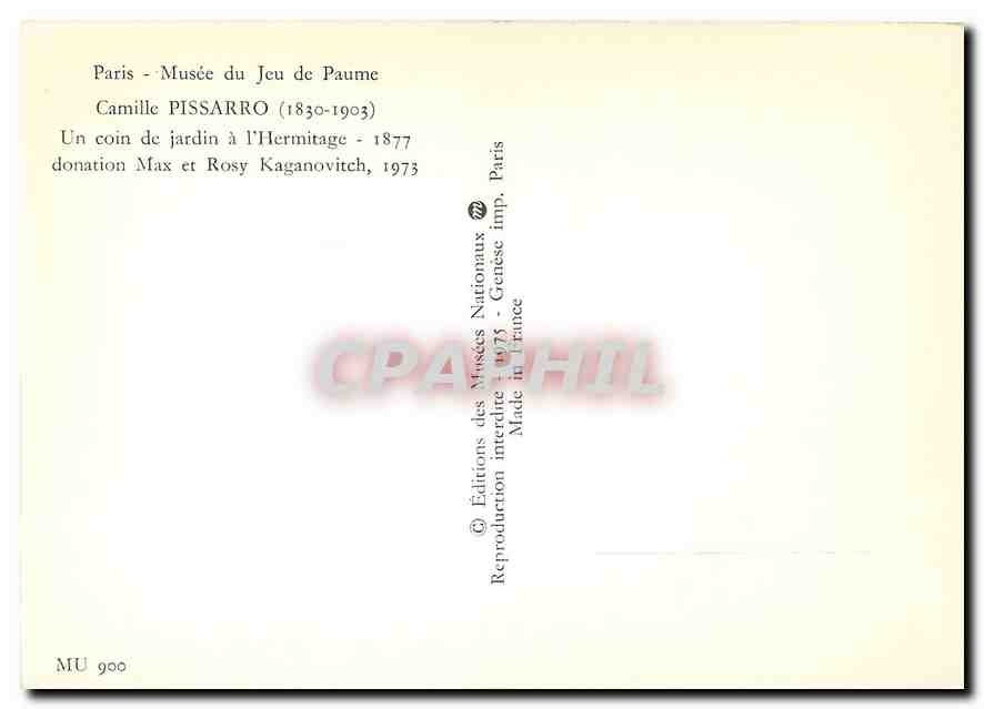 CPM Paris Musee du Jeu de Paume Camille Pissarro (1830 1903) — Rückseite