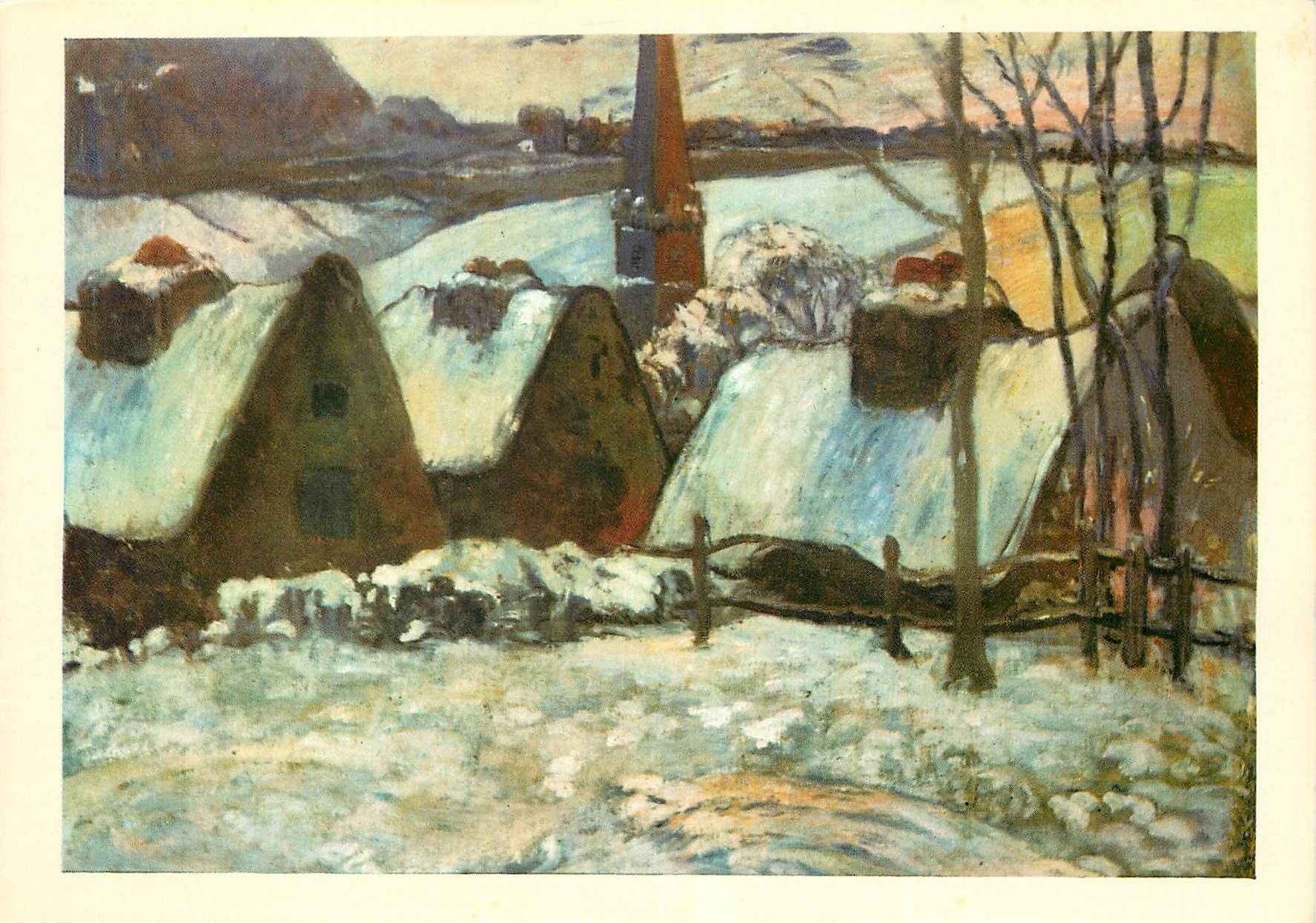 CPM Gauguin Village Breton sous la neige 1903