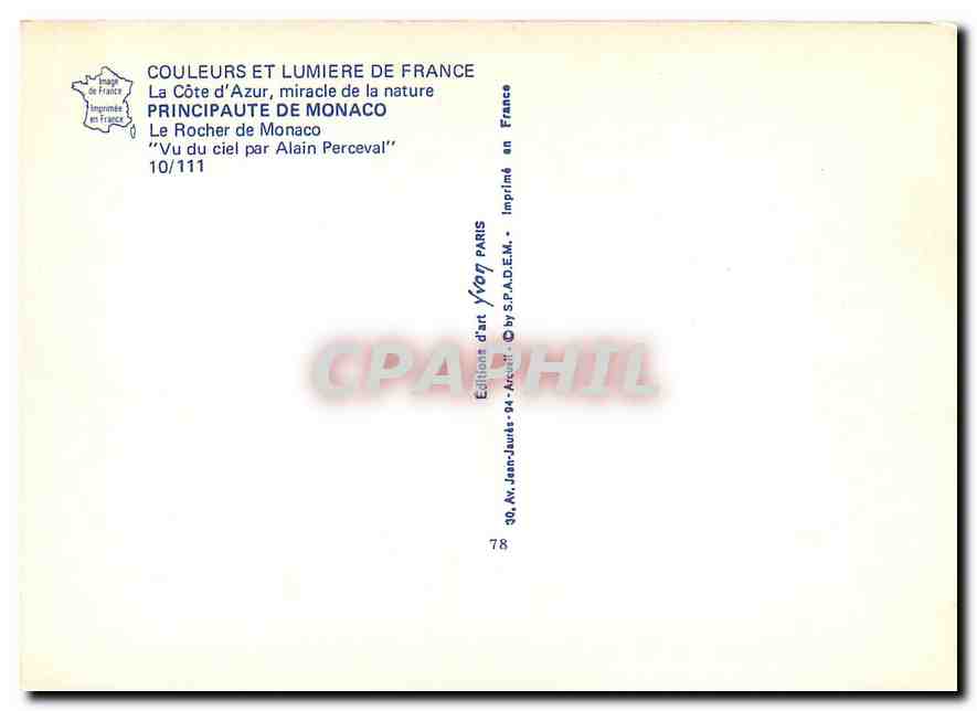 CPM Couleurs et Lumiere de France La Cote d'Azur miracle de la nature Principate de Monaco — Rückseite