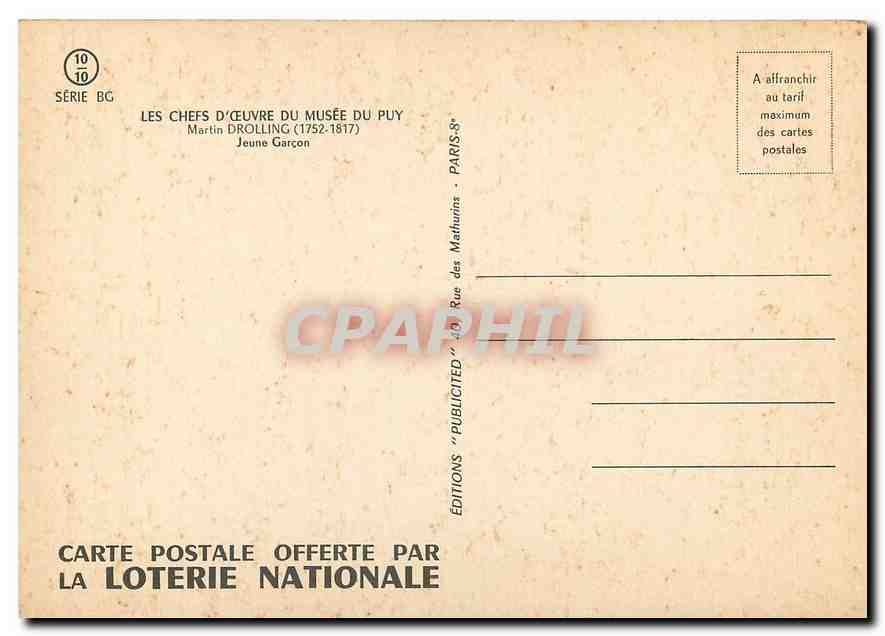 CPM Les Chefs d'Oeuvre du Musee du Puy Martin Drolling (1752 1817) Jeune Garcon — Verso