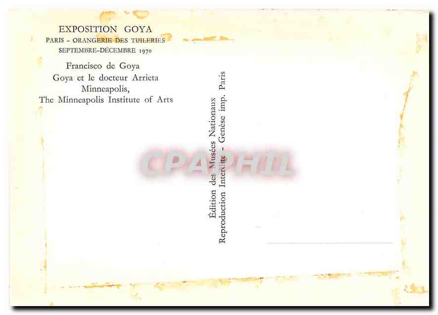 CPM Exposition Goya Paris Orangerie des Tuileries Sept Dec 1970 — Rückseite