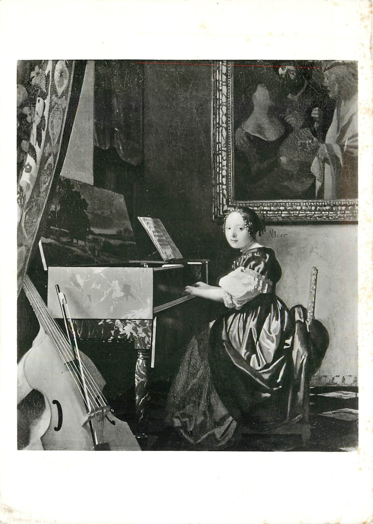 CPM Vermeer ady Seated at the Virginals National Gallery London
