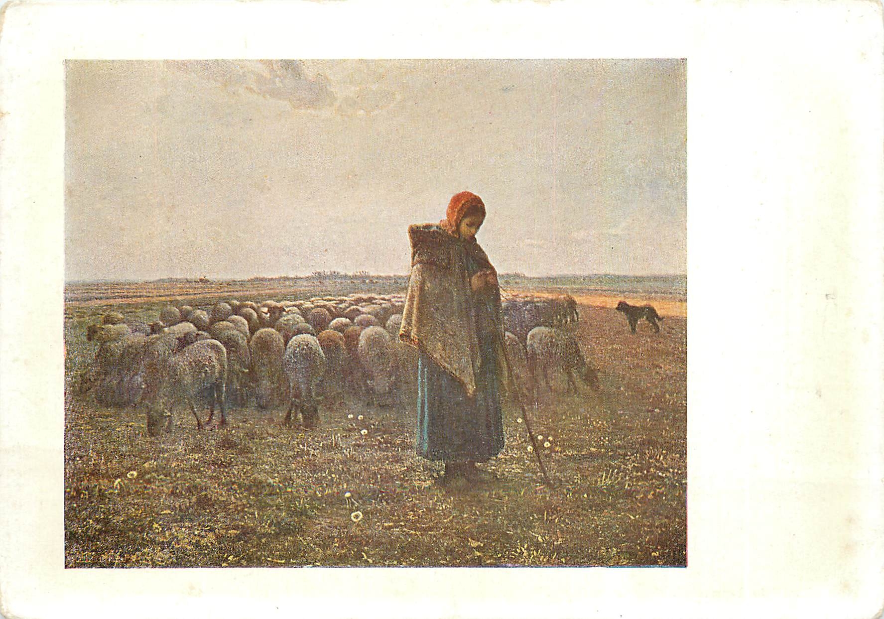 CPM F Millet (1841 1875) Bergere gardant ses moutons