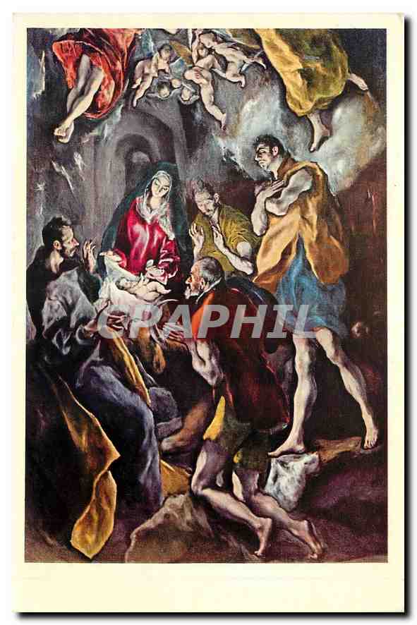 CPM Museo del Prado Greco Adoration de Los Pastores