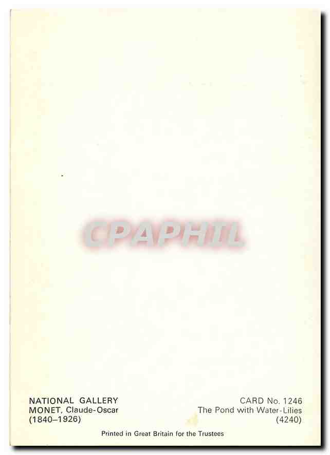 CPM National Gallery Monet Claude Oscar (1840 1926) — Verso