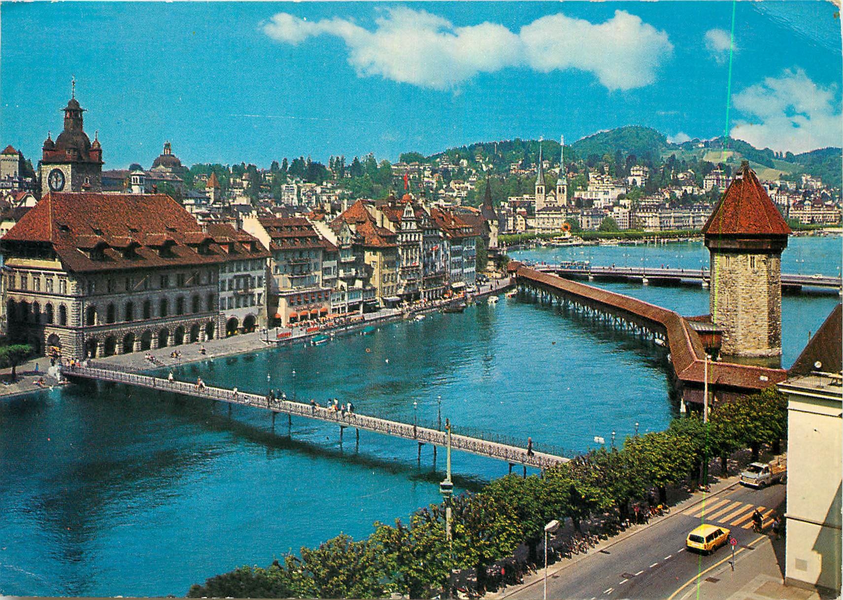 CPM Vieille Cite et pont de la chapelle Lucerne