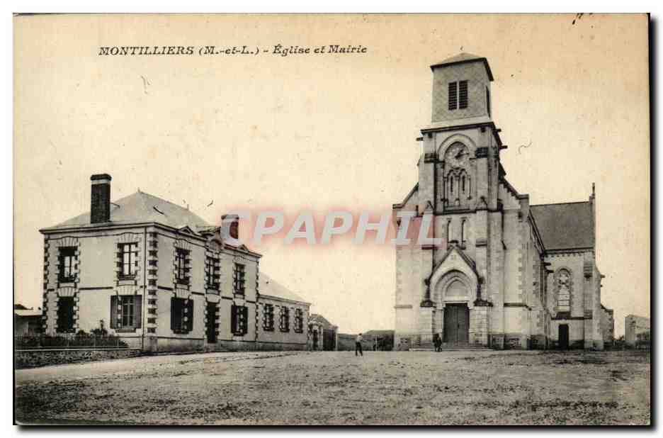 Montilliers CPA Eglise et mairie