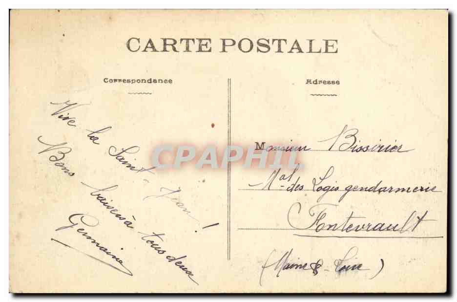 Montilliers CPA Eglise et mairie — Verso