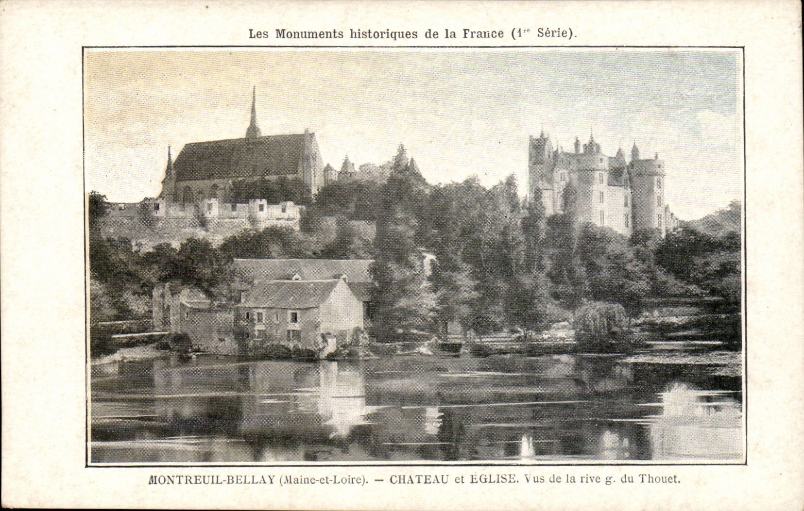 Montreuil - Bellay - CDA - Chateau et Eglise - Vue de la rive g du Thouet