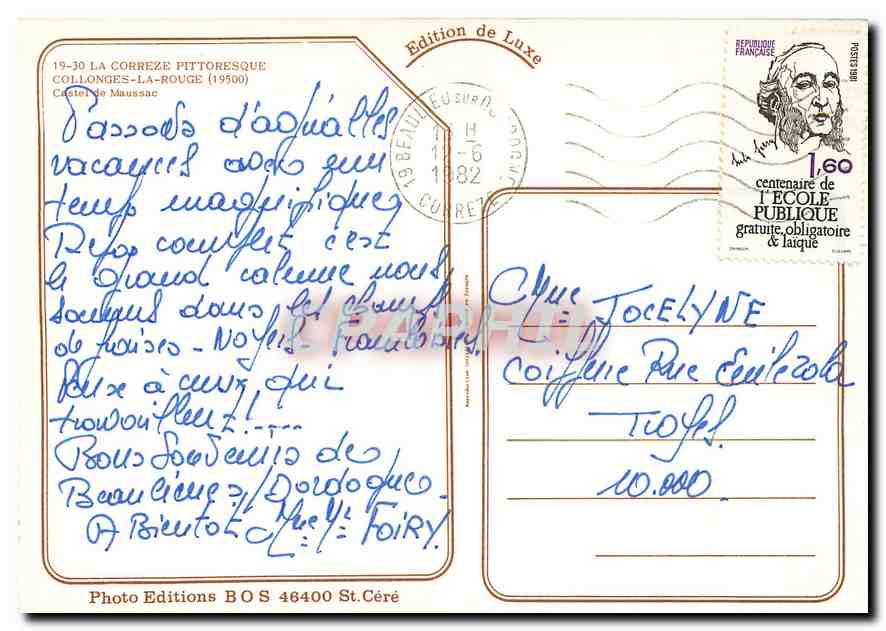 CPM La Correze Pittoresque Collonges la Rouge (19500) castel Maussac — Rückseite