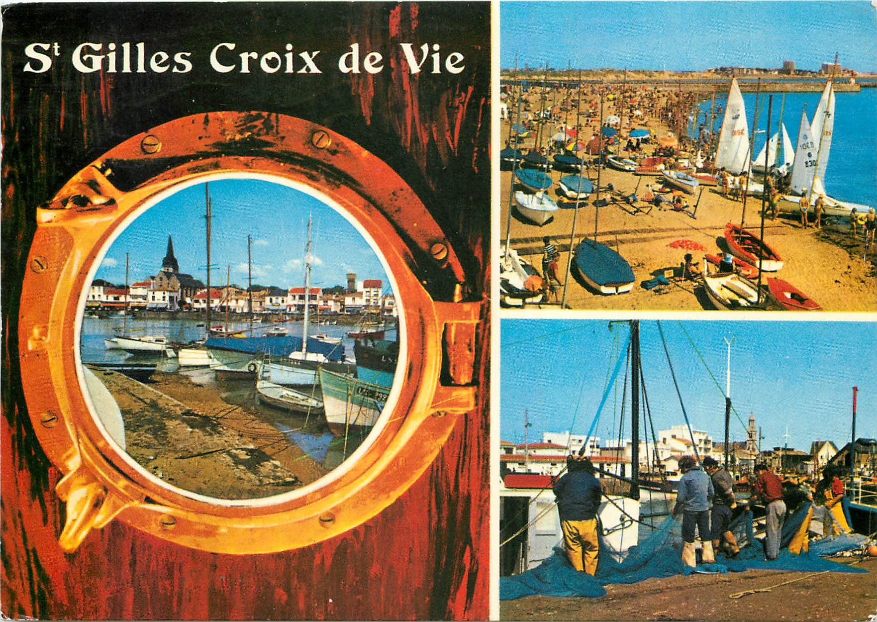 CPM La Vendee Touristique St Gilles Croix de Vie Bateaux Pecheurs