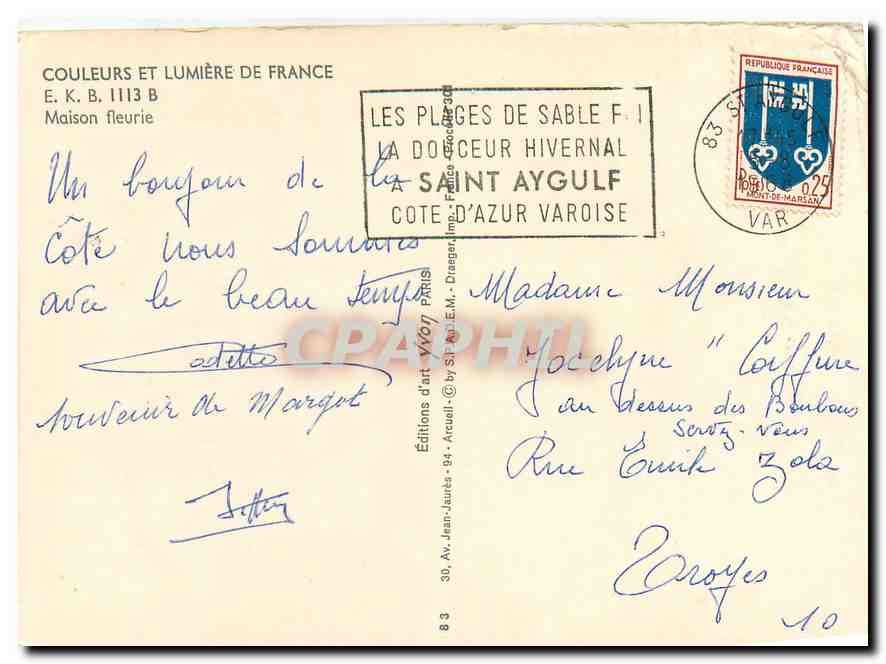 CPM Couleurs et Lummiere de France Maison Fleurie — Rückseite