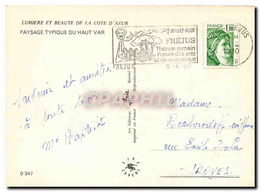 CPM Lumiere et Beaute de la Cote d'Azur Paysage Typique du Haut Var — Verso