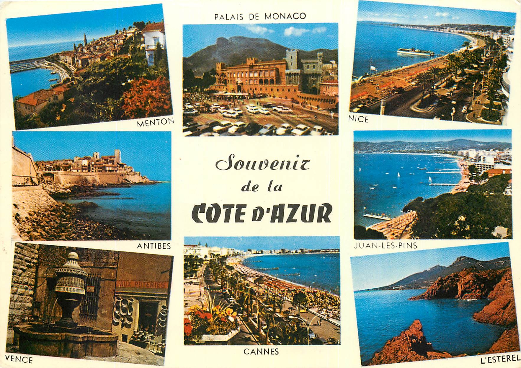 CPM Souvenir de la Cote d'Azur Menton Monaco Vence Nice Juan Les Pins Antibes L'Esterel