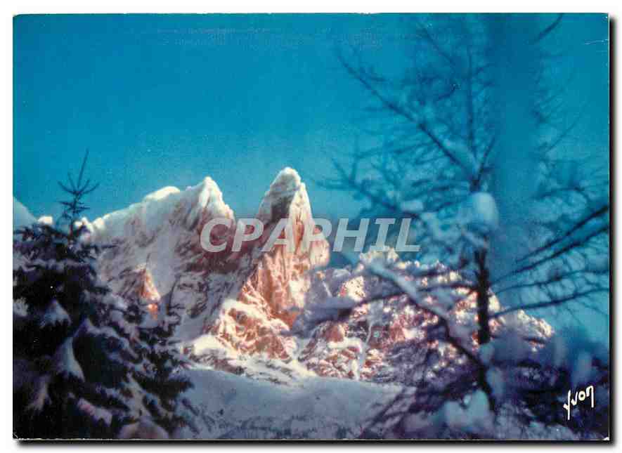 CPM  Couleurs et Lumiere de France Chamonix Mont Blanc (Haute Savoie) les Drus en Hiver