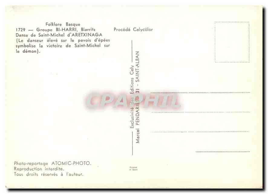 CPM Foklore Basque Groupe Bi Harri Biarritz — Rückseite