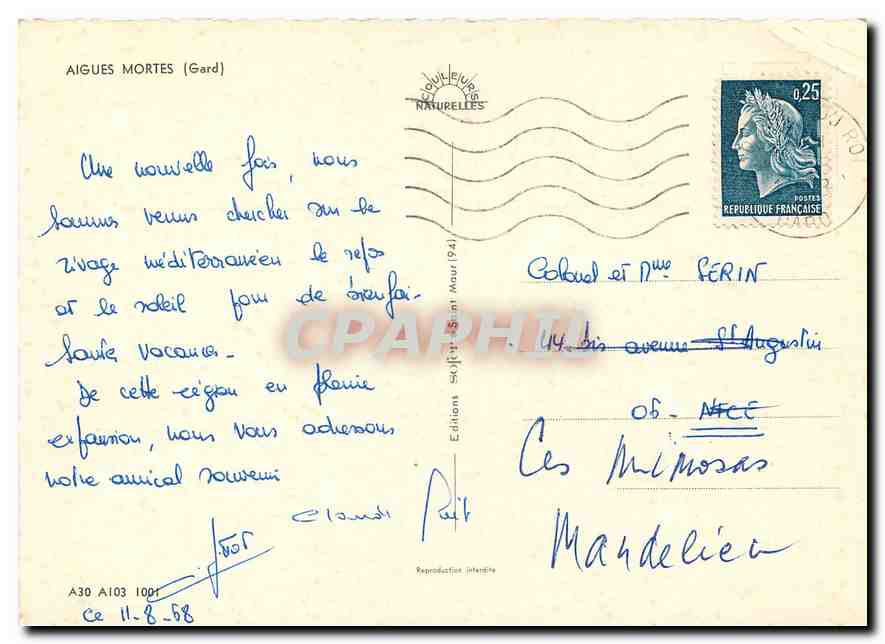 CPM Aigues Mortes (Gard) — Rückseite