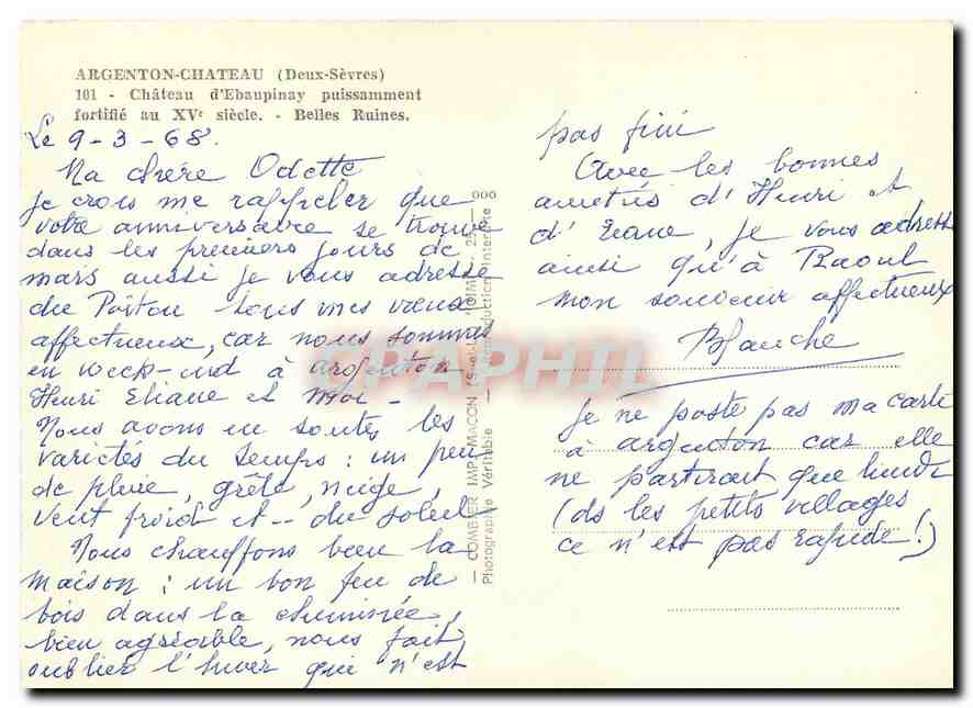 CPM Argenton Chateau (Deux Sevre) Chateau d'Ebaupinay puissamment fortifie au XVs Belles Ruines — Rückseite