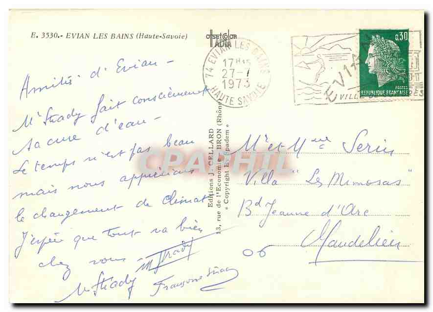 CPM Evian les Bains (Haute Savoie) Perle du Leman Bateau — Verso