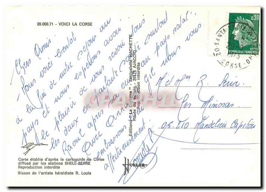 CPM Voici la Corse Calvai Iles Sanguinaires Sartene Empereur Napoleon 1er Bastia Corte Porto Vecchio — Rückseite
